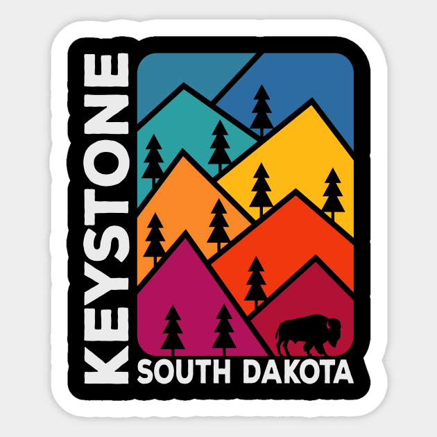 Keystone South Dakota Vintage Mountains Bison Sticker by SouthDakotaGifts